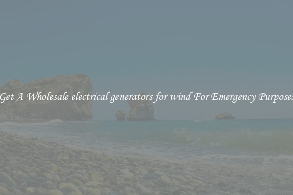 Get A Wholesale electrical generators for wind For Emergency Purposes